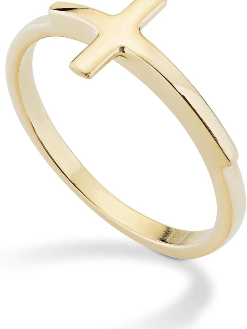 925 Sterling Silver & 18K Gold Plated Sideways Cross Ring for Women - Elegant